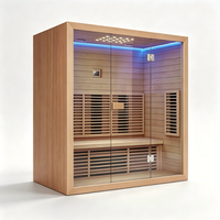 Cabine de sauna intérieure moderne en cèdre, verre 8 mm, infrarouge lointain avec éclairage d'ambiance LED