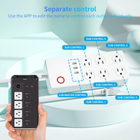 Multiprise intelligente Wi-Fi Langyeao US 15A avec protection contre les surtensions pour maison connectée, 6 prises CA, 3 ports USB, rallonge 5m (CN/EU/US)