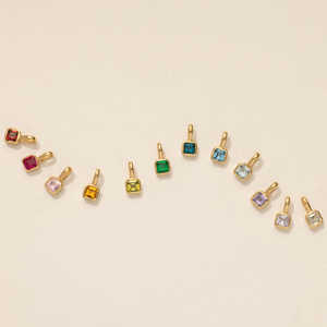 Nueva llegada de moda colorido de acero inoxidable 18K oro cuadrado piedra colgante collar mujeres - Product Image 4