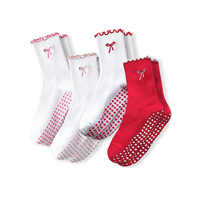 Chaussettes antidérapantes pour Pilates et Yoga pour femmes, à motif nœud et volants, idéales pour le fitness, le ballet, la barre et la danse