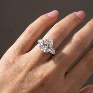 Anillo de Moissanita con Corte de Pera de 5.0ct Certificado por GRA, Plata de Ley S925, Chapado en Oro Blanco de 18K, Color <span class=keywords><strong>D</strong></span>, VVS, Anillos de Cóctel para Mujer - Product Image 3