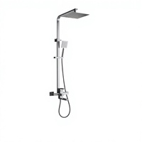 Système de douche mural carré moderne en laiton, double fonction, barre coulissante réglable, kit de douche de luxe pour salle de bain, personnalisable