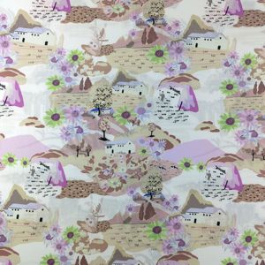Tissu imprimé en popeline de coton 100% Offre Spéciale Hawaii Design avec maisons et motif floral pour chemises et accessoires pour filles - Product Image 3
