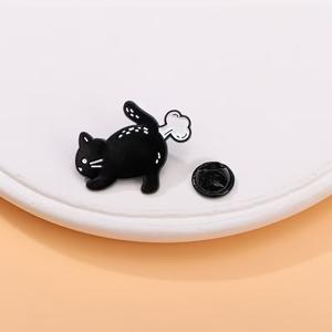 Pin de metal esmaltado con diseño de gato negro de dibujos animados, insignia de cantante, decoración para mochila, regalo para amantes de la música y coleccionistas - Product Image 2