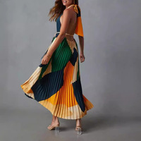 Nouvelle Robe Longue Plissée Imprimée Sans Bretelles Coupe Trapèze Style Européen/Américain Printemps/Été pour Sites Indépendants