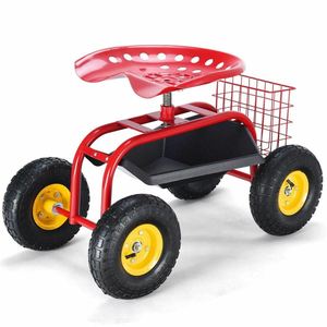 Mobile Garden Chair <b>Cart</b> With 360 Degree Rotating Seat And <b>Tool</b> Tray <b>For</b> Garden <b>Tools</b> Storage Metal Utility <b>Cart</b> - Product Image 4