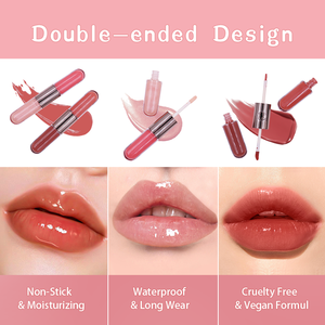 2 trong 1 đôi-end Lip Gloss Set Matte nhung & gương kết thúc Son môi lỏng Glossy Lip men Plumping Fuller môi trang điểm Kit - Product Image 5