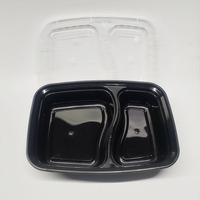 Emballage de boîte à bento jetable en plastique PP micro-ondable à 2 compartiments, empilable, pour la préparation des repas.
