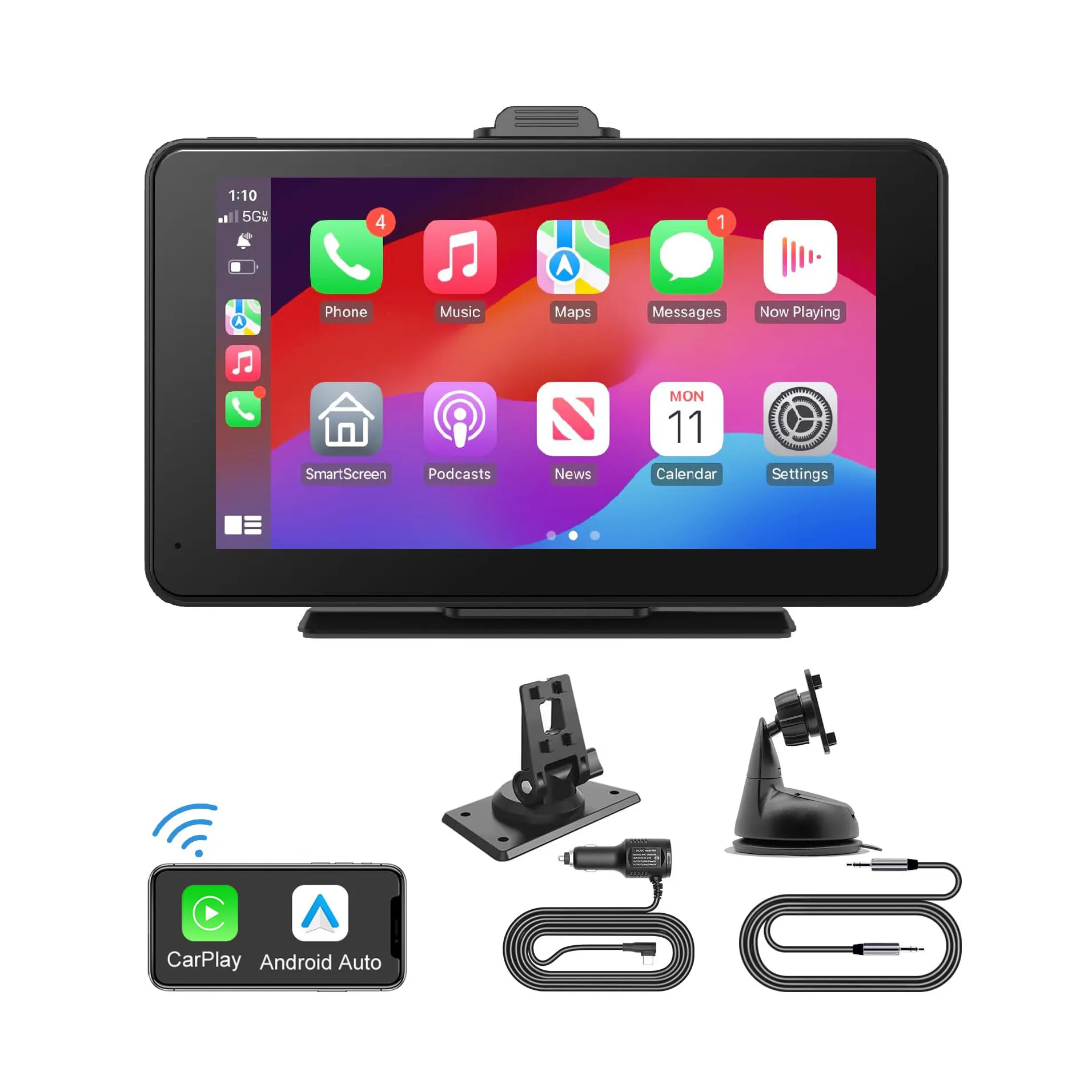 Großhandel 7 Zoll PND Bestes CarPlay-Display HD IPS-Touchscreen Auto-Stereo unterstützt drahtloses CarPlay für VW