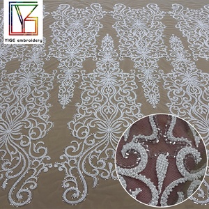 French <strong>Beaded</strong> <strong>Laces</strong> Embroidered White Bridal <strong>Net</strong> <strong>Lace</strong> Fabric Luxury Bead <strong>Sequin</strong> Tulle <strong>Lace</strong> for Women Dress Fabric - Product Image 1