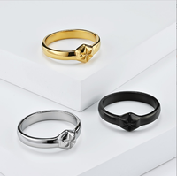 Bague pour femme en acier inoxydable 316L, plaqué or 18 carats PVD, haute qualité, inaltérable, polie, motif étoile hexagonale, idéale comme cadeau