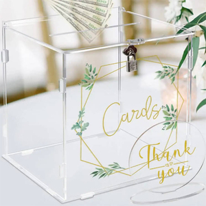 อะคริลิคงานแต่งงานการ์ดเชิญกล่องล็อค <span class=keywords><strong>Party</strong></span> ตกแต่งวันเกิด Wishing Well งานแต่งงานของขวัญกล่องสล็อต - Product Image 1
