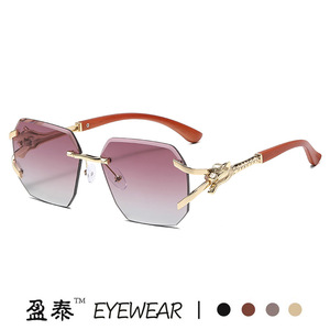 Yingtai Eyewear Frameless <b>Square</b> <b>Sunglasses</b> Metal Frame UV400 Protection Unisex Fashionable Design - Product Image 4