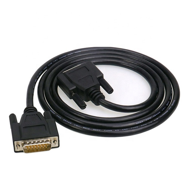Factory Custom RS232 Serial Cable DB15 Male to Female D-Sub 15pin Connector Braided Shielded Serial Extension Cable