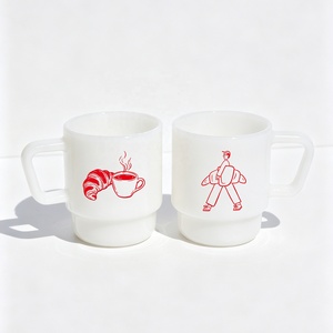 Tazza in Vetro Bianco Personalizzata 300ml, Tazza da Caffè in Vetro Vintage con Logo - Product Image 4
