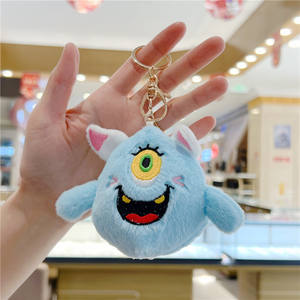 Vente en gros Nouveau porte-clés en peluche Little Monster <span class=keywords><strong>Orange</strong></span> créatif aux grands yeux en coton PP, jouet pour voiture et sac à main, breloque pendentif - Product Image 6