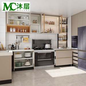Juego de Muebles de Cocina Modernos Importados, Ecológicos, Completos, con Alacena, Puerta de Vidrio y Mármol para Mejoras del Hogar - Product Image 5