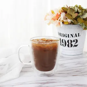 32oz 250ml 350ml 450ml Clear Drinkware Glassware Dinking Glasses Espresso Tumbler Iced Coffee Cups Tea Mug Double Wall Glass Cup