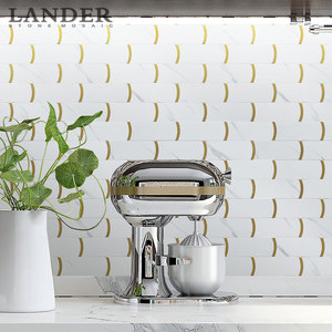 3d marmo pvc impermeabile bianco autoadesivo mosaico parete <span class=keywords><strong>cucina</strong></span> backsplash buccia e stick backsplash <span class=keywords><strong>piastrelle</strong></span> - Product Image 2