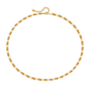 <span class=keywords><strong>Collar</strong></span> de Clavícula con Diseño Especial Chapado en Oro de 18K, Estilo Francés con Pequeñas Bolas Doradas y Textura Metálica - Product Image 5