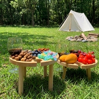 Table pliante en bois écologique moderne YOZON avec plateau central amovible et porte-verre pour le camping