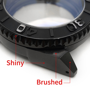 Caja de Reloj Samurai Negra Brillante SKX <span class=keywords><strong>MOD</strong></span> NH35 NH34, Corona a las 3 en Punto, Anillo de Capítulo, Inserto de Cerámica, Piezas de Repuesto para Bisel, Modificación - Product Image 4