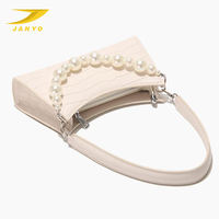 Sac à main professionnel de marque supérieure pour femme, en cuir PU, texture crocodile, avec décoration de perles, à porter à l'épaule ou sous le bras