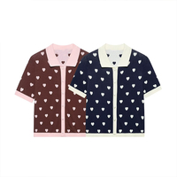 ZATRHMBM Nouvelle Collection Printemps/Automne 2026 – Cardigan en Maille Jacquard Cœur pour Femme – Pull Décontracté et Élégant à Manches Courtes