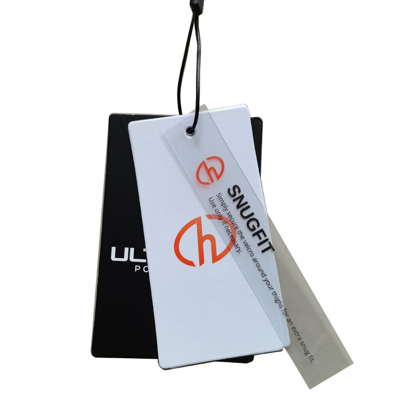 Custom Logo Printed Transparent Matte Plastic Hang Tag Embossed Swing UV Paper Tags Paper hang Tag With String for Garment