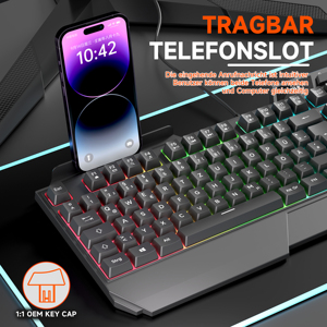 لوحة مفاتيح سلكية للألعاب بإضاءة خلفية بألوان USB ملحقات رياضية إلكترونية للكمبيوتر المكتبي مناسبة للمظهر الميكانيكي للكمبيوتر المحمول المكتبي - Product Image 5