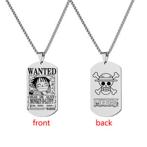 Collier avec pendentif en acier inoxydable gravé sur mesure, style plaque d'identité militaire, avec badges de récompense, vente en gros - Product Image 6