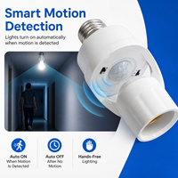 Portalámparas de Plástico con Sensor de Radar E27, Activación por Movimiento y Temporizador Ajustable para Uso en Exteriores