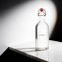 Bouteille de vin en verre de 300 ml, 500 ml, 1000 ml en gros, bouteille en verre transparente, bouteille de tequila, de vodka, de liqueur en verre avec bouchons à bascule