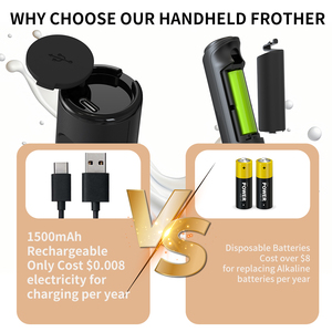 Mousseur à lait électrique portatif puissant à 3 vitesses et 3 fouets, en acier inoxydable rechargeable, idéal pour le bureau, la cuisine, les voyages et le camping - Product Image 3