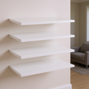 Estantes de pared modernos de madera de ingeniería blanca de 31.5 x 19.7 x 0.6 pulgadas, 4 niveles, almacenamiento duradero para sala de estar - Product Image 2