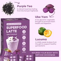 Sachets de Latte Violet Ube Coco, Super Aliment Énergisant et Digestif, Marque Privée