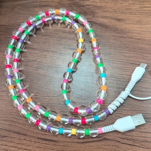 Caricabatterie per Auto con Perline Colorate Trasparenti, Cavo di Ricarica per <span class=keywords><strong>Telefono</strong></span> con Perline Carino e Originale - Product Image 2