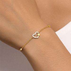 Pulsera de Moda CANNER, Diseño Minimalista con Corazón y Flor, Zirconia Cúbica, Plata 925, Gran Venta - Product Image 3