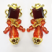 Boucles d'oreilles Zooying 2022 de luxe vintage en résine plaquée or, avec cristaux et verre carré, couleurs assorties