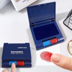 Tampon d'impression bicolore rouge et bleu, <span class=keywords><strong>achat</strong></span> en gros, couleurs personnalisables, couvercle <span class=keywords><strong>de</strong></span> type bouton, pour usage professionnel et bureautique - Product Image 3
