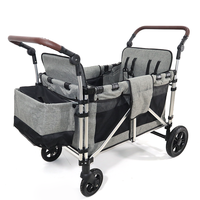 Chariot double multifonctionnel pour bébés Poussette pliable à quatre places pour enfants