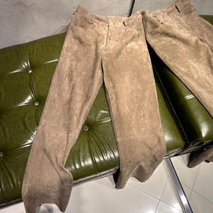 Pantalon long en daim vintage, pantalon en cuir d'agneau véritable, pantalon long droit en daim pour femme - Product Image 3
