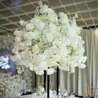 Super Grande Boule de Fleurs de 100 cm, Centre de Table Personnalisé, Rose Blanche et Hortensia, Composition en Soie Éclatante, Décoration pour Mariage, Anniversaire, Événement