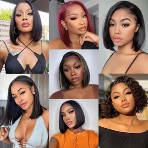 Perruque Bob droite à double trame, cheveux vierges alignés sur les cuticules, avec fermeture Kim 2*6, 100% cheveux humains, perruques à dentelle frontale pour femmes noires - Product Image 6