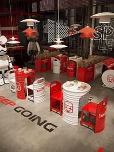 Modern Industrial Simple Iron Tea Table <strong>Chair</strong> Set Creative Retro Oil <strong>Bucket</strong> Drum bar Table and <strong>Chair</strong> for Cafe Bar Restaurants - Product Image 2