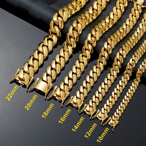 Collar de eslabones cubanos para hombre, joyería hip hop de acero inoxidable chapado <span class=keywords><strong>en</strong></span> <span class=keywords><strong>oro</strong></span> de 18 quilates con diseño encriptado - Product Image 4