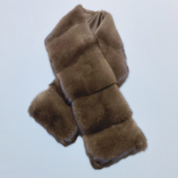Écharpe en vraie fourrure de vison écologique pour femme adulte, marron, à panneaux horizontaux, châle d'hiver, vente en gros