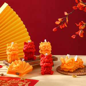Yeni ulusal moda Modern aslan dans kabak Yuanbao soya balmumu aromaterapi mum ev dekor şükran düğün töreni - Product Image 2