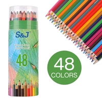 Ensemble de crayons de couleur à base d'huile pour étudiants, 12/18/24/36 couleurs, non solubles, origine Chine ; dans un boîtier en forme de seau
