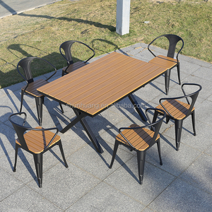 Mobili da giardino da pranzo in legno da giardino in <span class=keywords><strong>plastica</strong></span> da caffè set di tavolo e sedia - Product Image 4